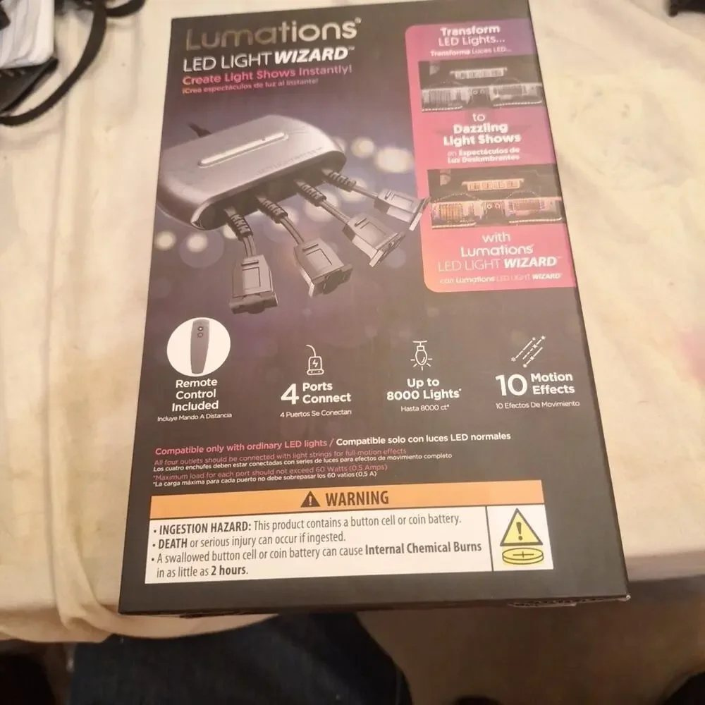 Lumations LED Light Wizard 4 Port Connector Plug Play Light Show Remote NIB